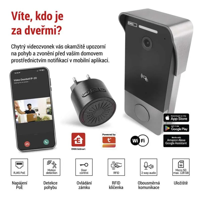 GoSmart videozvonek EMOS IP-20PoE WiFi Tuya