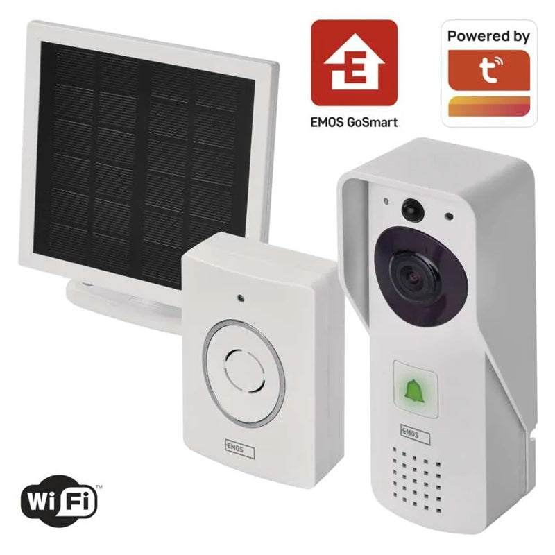 GoSmart domovní bezdrátový bateriový videozvonek EMOS IP-09D s WiFi a solárním panelemm
