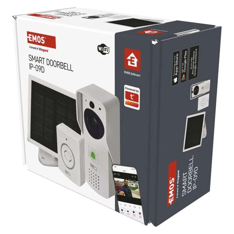 GoSmart domovní bezdrátový bateriový videozvonek EMOS IP-09D s WiFi a solárním panelemm