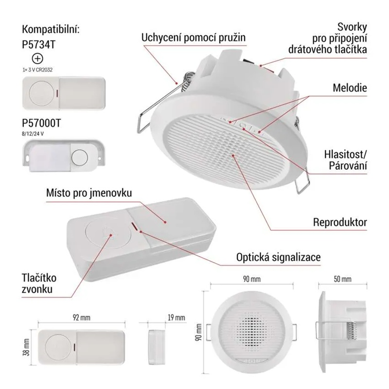 Zvonek bezdrátový EMOS P57103 vestavný