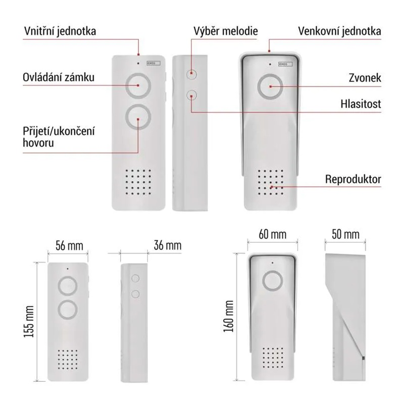 Sada bezdrátového domovního audiotelefonu H1087, 1 účastník