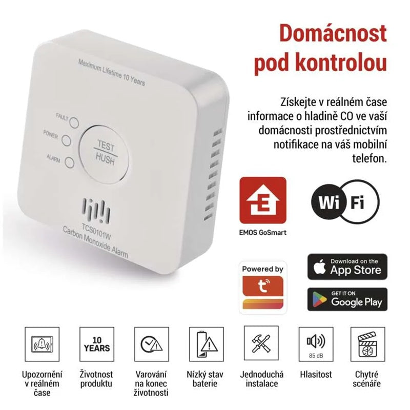 GoSmart detektor oxidu uhelnatého EMOS TCS0101W s WiFi