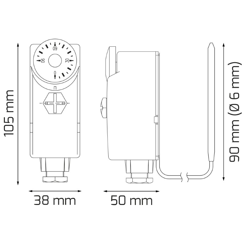 Termostat TC AT10F příložný