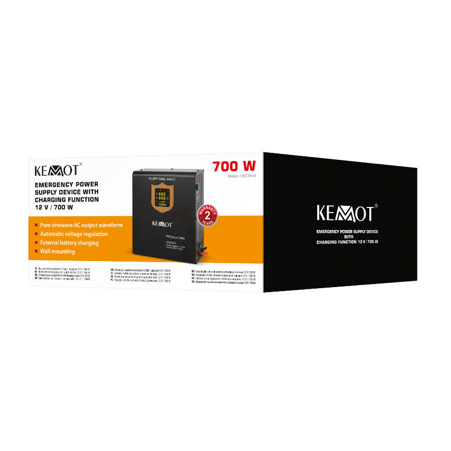 Zdroj záložní KEMOT PROsinus-1000 12V 230V 1000VA 700W Black nástěnný