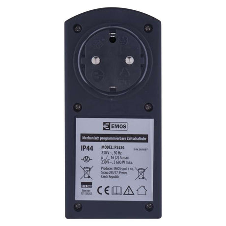 Spínací zásuvka EMOS P5508 mechanická denní