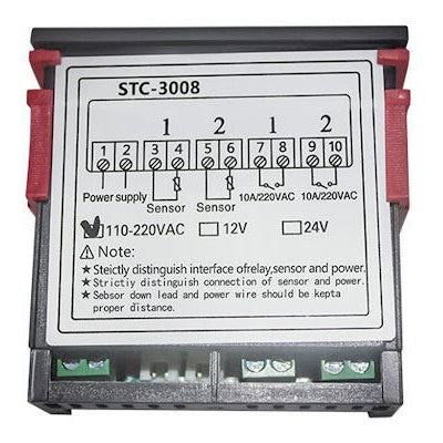 Digitální termostat duální STC-3008 rozsah -55~120°C, 230V AC