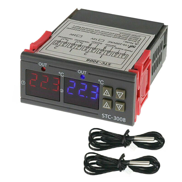 Digitální termostat duální STC-3008 rozsah -55~120°C, 230V AC