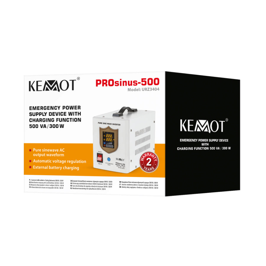 Zdroj záložní KEMOT PROsinus-500 12V 230V 500VA 300W White