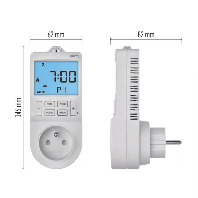 Termostat EMOS P5660FR zásuvkový s funkcí digitálního časovače 2v1