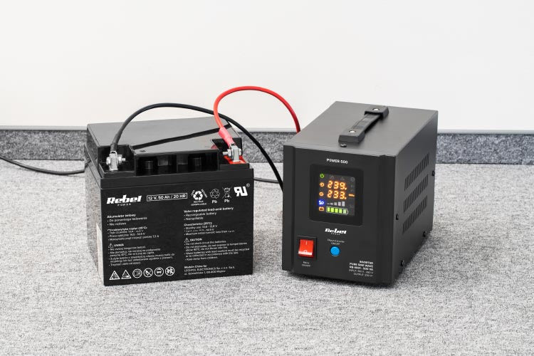 Zdroj záložní REBEL POWER-500 12V 230V 500VA 300W Black