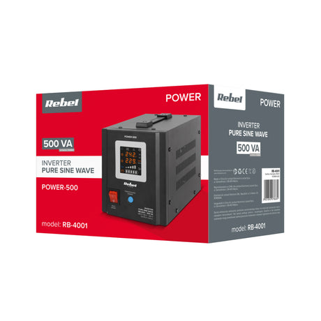 Zdroj záložní REBEL POWER-500 12V 230V 500VA 300W Black
