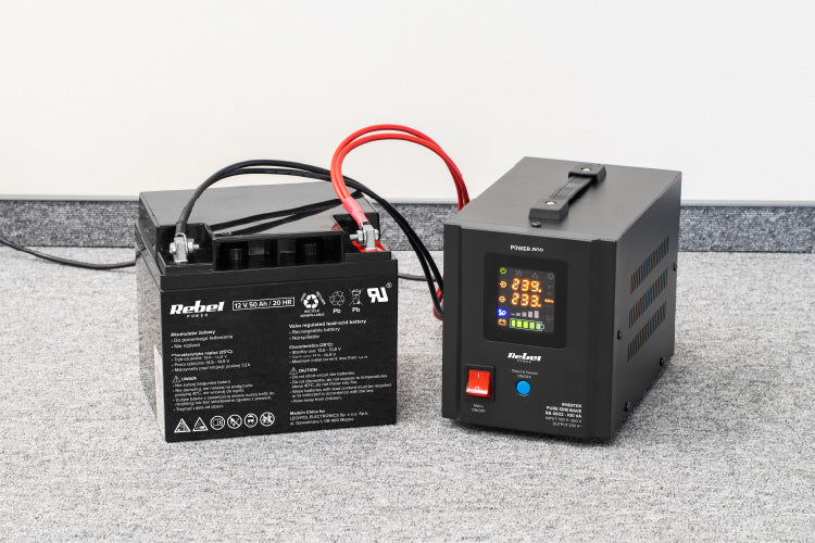 Zdroj záložní REBEL POWER-800 12V 230V 800VA 500W Black
