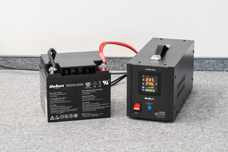 Zdroj záložní REBEL POWER-1000 12V 230V 1000VA 700W Black
