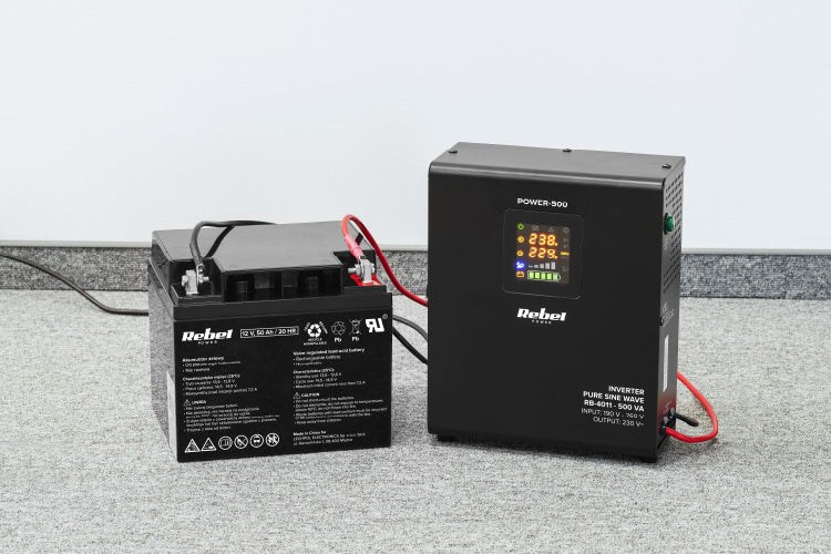 Zdroj záložní REBEL POWER-500 12V 230V 500VA 300W Black nástěnný