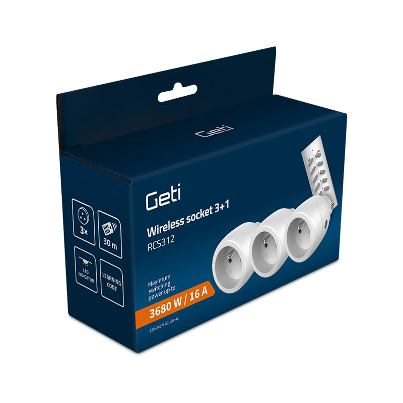 Zásuvka bezdrátová GETI RCS312 3+1