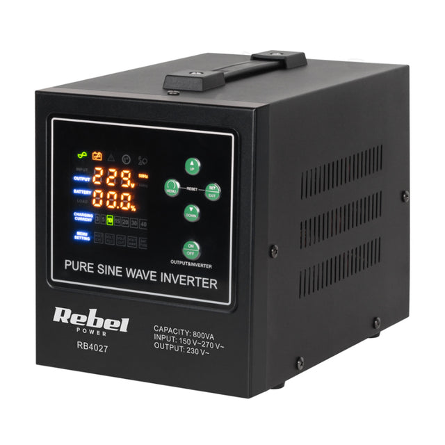 Zdroj záložní REBEL POWER-800-LFP4 12V 230V 800VA 500W Black