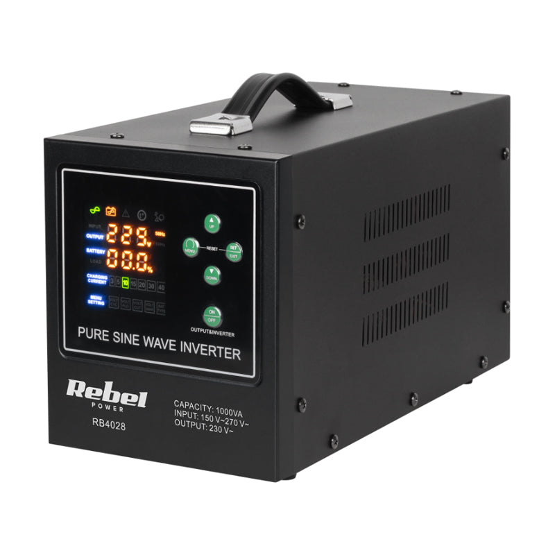 Zdroj záložní REBEL POWER-1000-LFP4 12V 230V 1000VA 700W Black