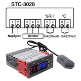Digitální termostat a hygrostat STC-3028, napájení 12VDC