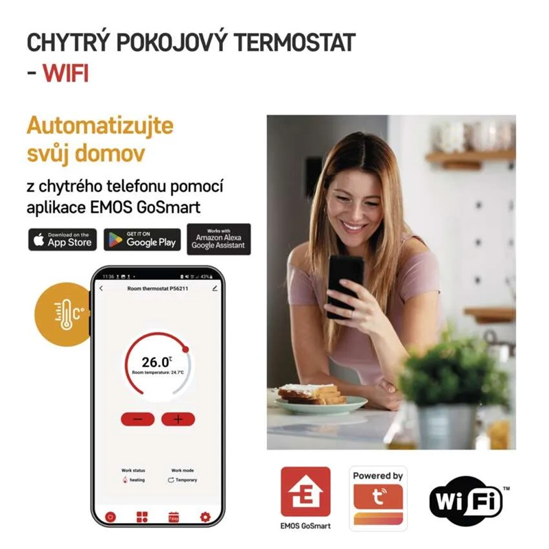GoSmart termostat EMOS P56211 bezdrátový WiFi Tuya