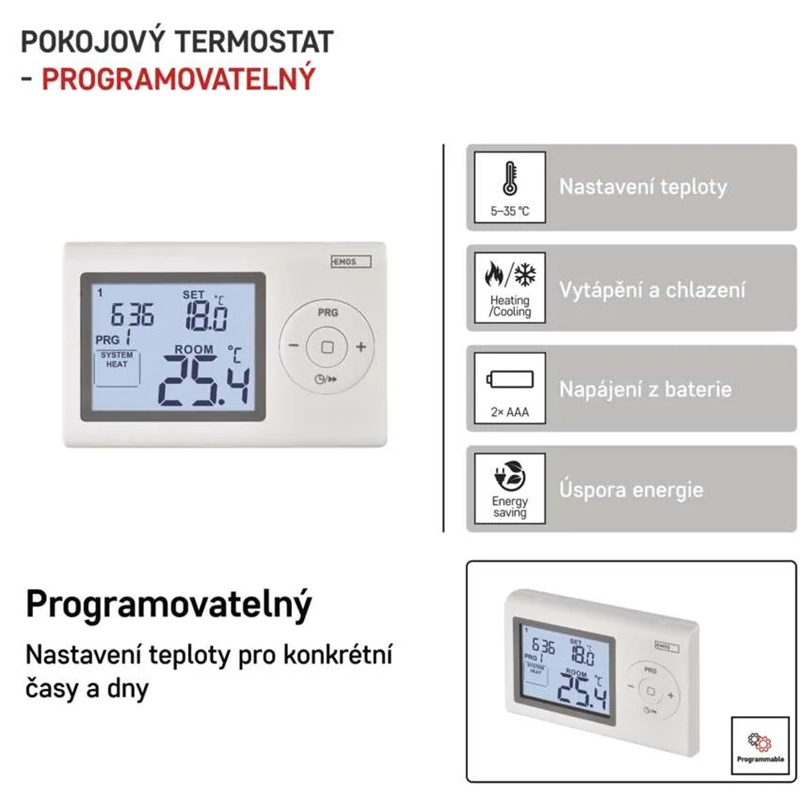 Termostat EMOS P5607 programovatelný drátový