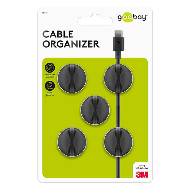 Organizér na kabely GOOBAY 95040 5ks Black