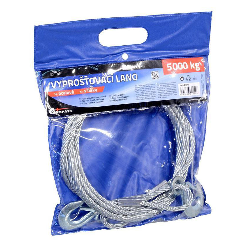 Lano vyprošťovací 5000kg s karabinami COMPASS 01240