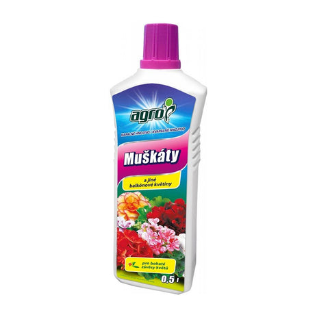 Hnojivo pro muškáty,pelargonie a balkónové květiny AGRO 0,5l