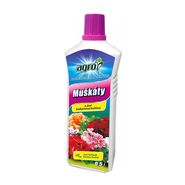 Hnojivo pro muškáty,pelargonie a balkónové květiny AGRO 0,5l