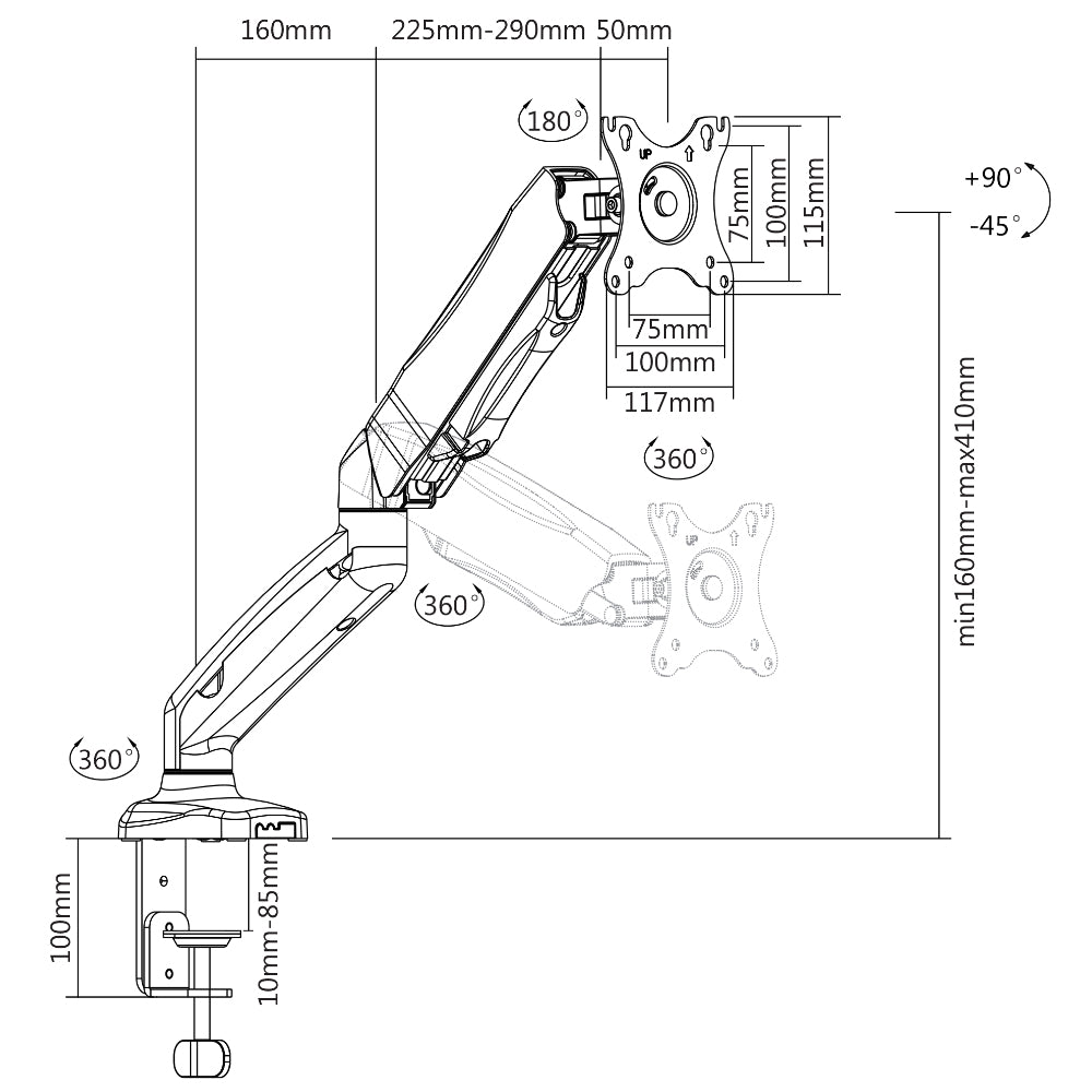 Držák monitoru CABLETECH UCH0208-1
