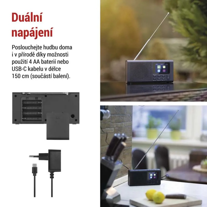 Přenosné rádio EMOS E0090 s Bluetooth, DAB/ DAB+/ FM, černé