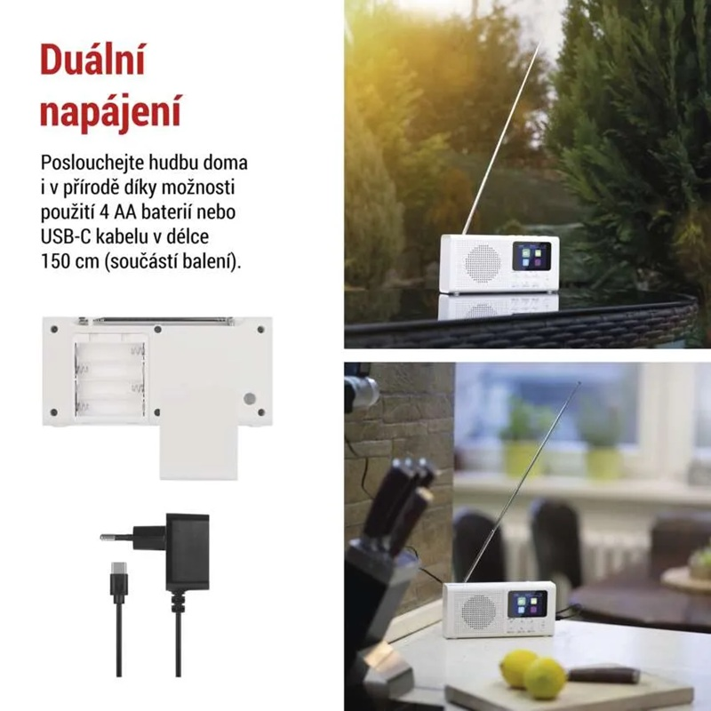 Přenosné rádio EMOS E0091 s Bluetooth, DAB/ DAB+/ FM, bílé