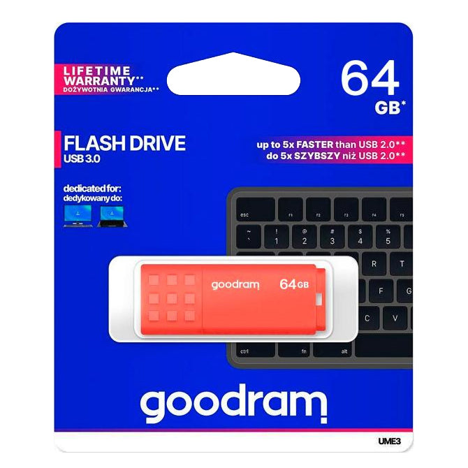 Flash disk GOODRAM USB 3.0 64GB bílo-oranžový
