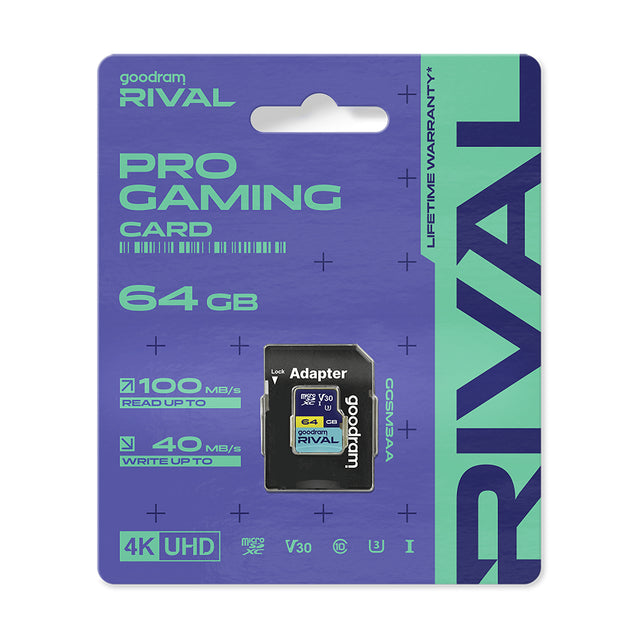 Paměťová karta GOODRAM Rival microSD 64GB V30 UHS-III s adaptérem