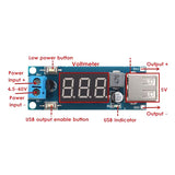 Napájecí modul, step-down měnič 4,5-40V na 5V/2A, USB+voltmetr