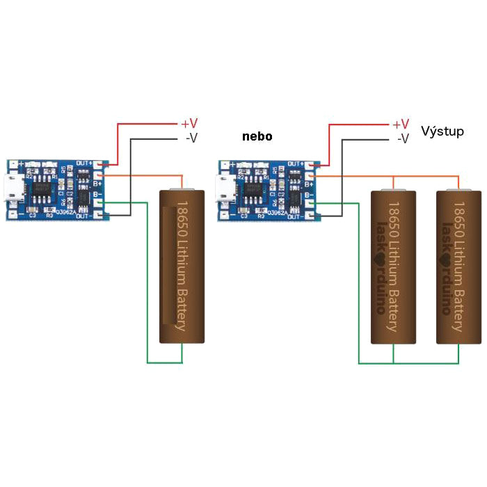 Nabíječka Li-Ion článku 1A s ochranou, modul s IO TP4056 (micro USB)