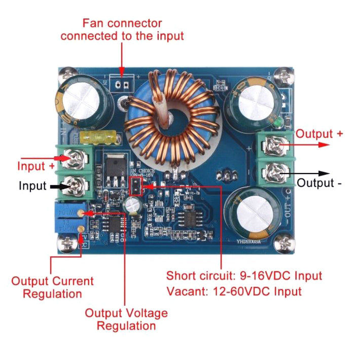 Napájecí modul, step-up měnič CV/CC 600W