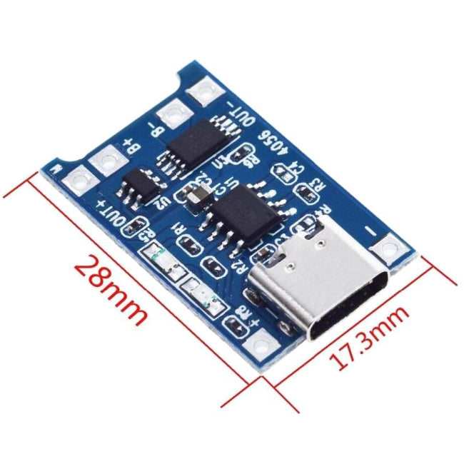 Nabíječka Li-Ion článku 1A s ochranou, modul s IO TP4056 (USB C)