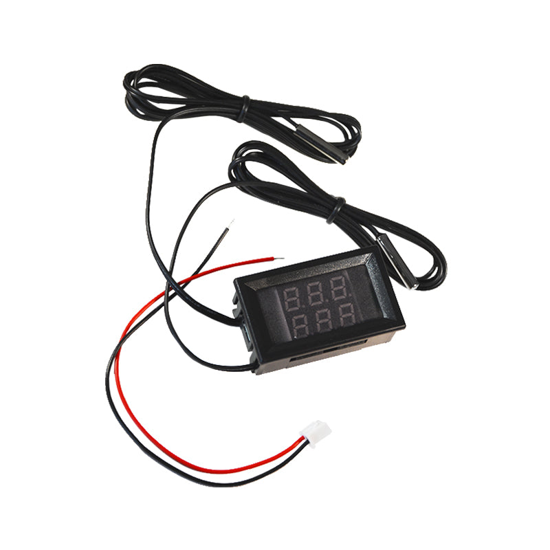 Digitální teploměr mini DC 4V-28V s dvojitým displejem a kovovým snímačem teploty NTC