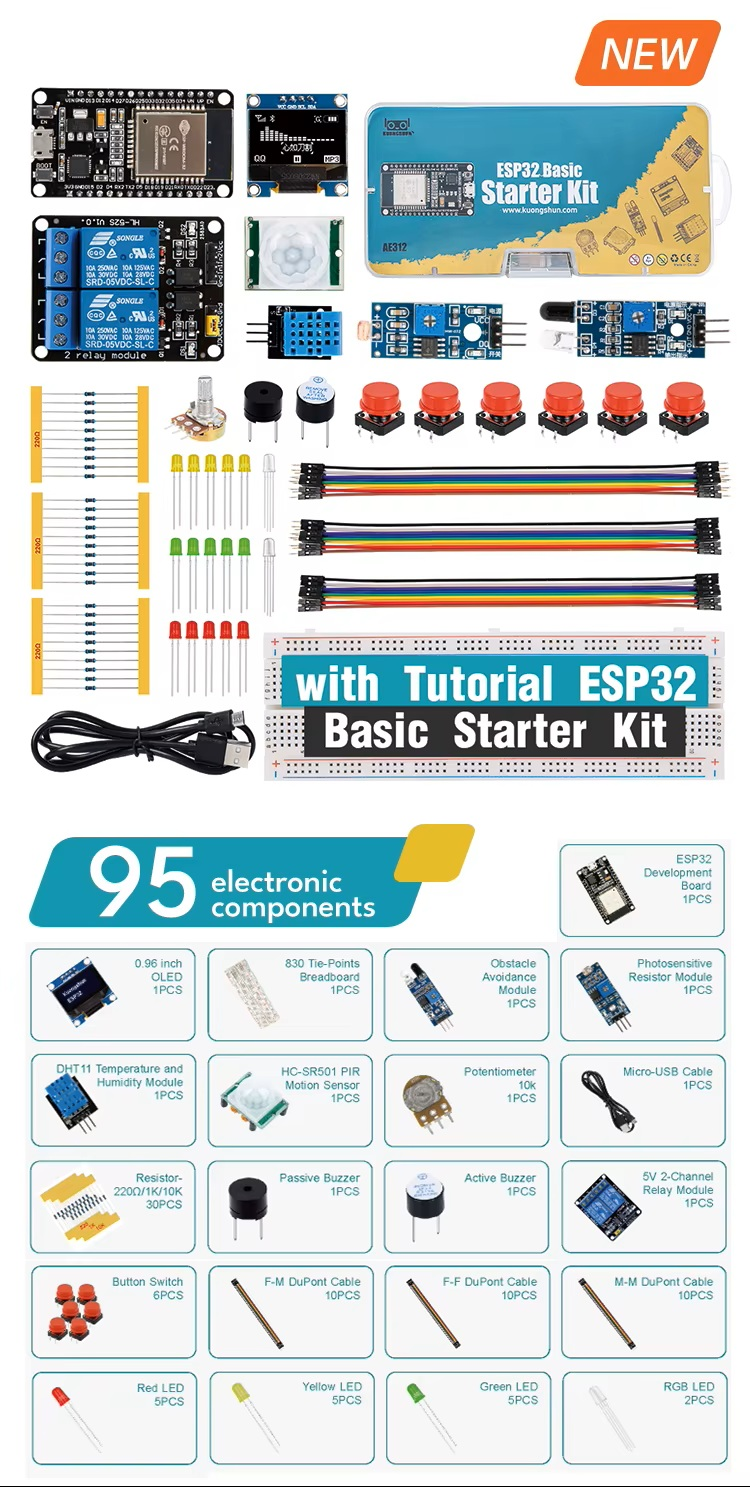 Arduino ESP32 Basic starter kit, WiFi Výuková sada