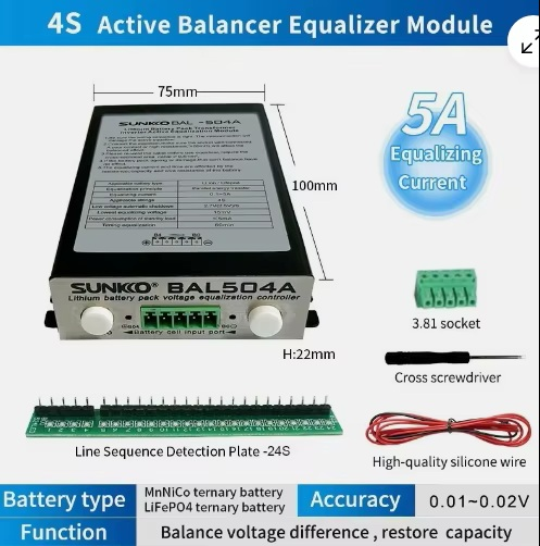Bateriový balancér SUNKKO BAL-504A 4S 5A pro Li-Ion a LiFePO4