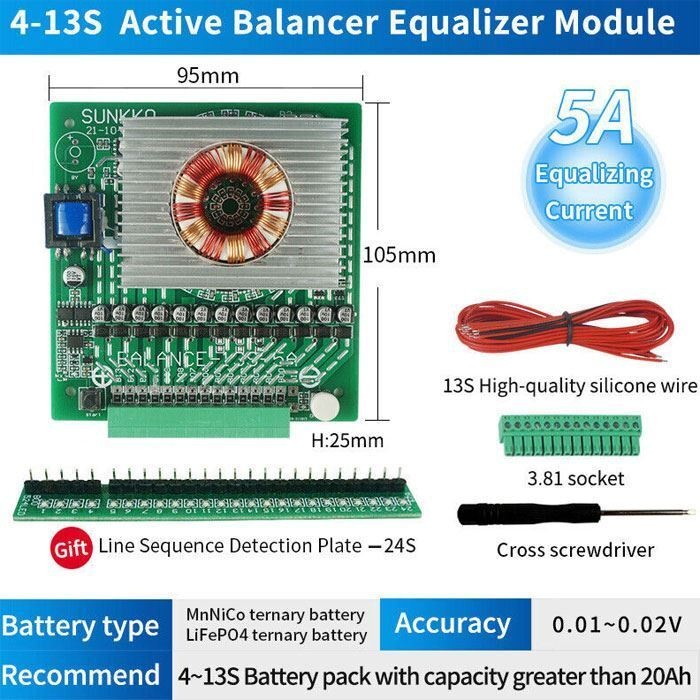 Balancér bateriový SUNKKO SUNKKO BAL-513 4-13S 5A pro Li-Ion a LiFePO4 články