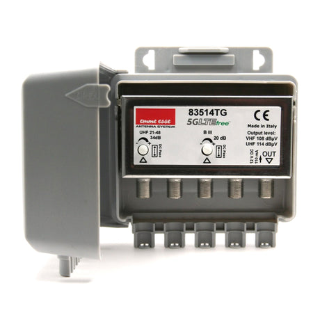 Anténní předzesilovač Emme Esse 83514TG, na stožár, filtr 5G, 1xDAB(VHF) G20dB, 1xUHF G34dB