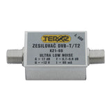 Anténní zesilovač TEROZ 600X, nízkošumový, UHF, G17dB, F0,7dB, U>120dBµV, F-F