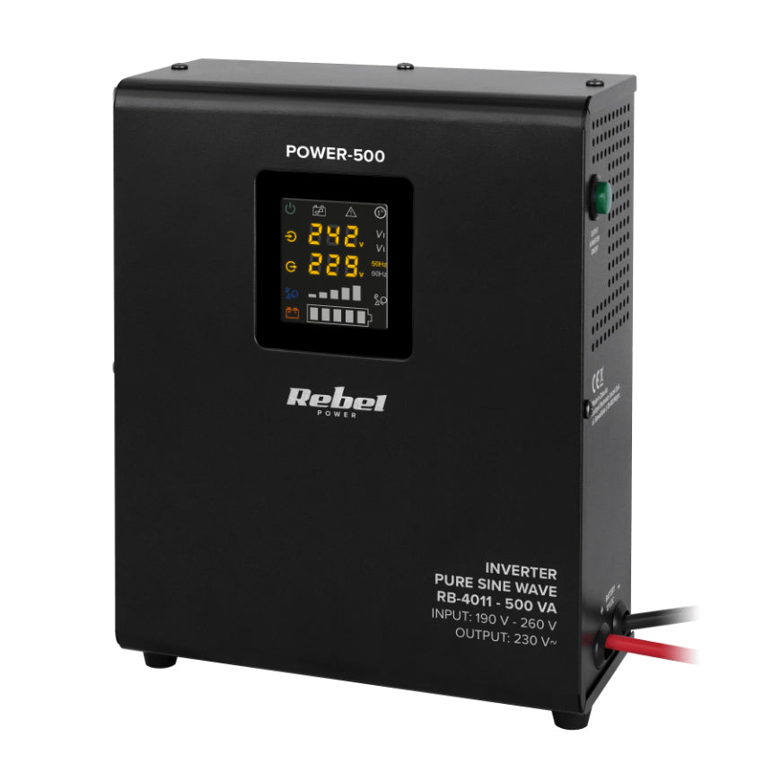 Zdroj záložní REBEL POWER-500 12V 230V 500VA 300W Black nástěnný - rozbaleno