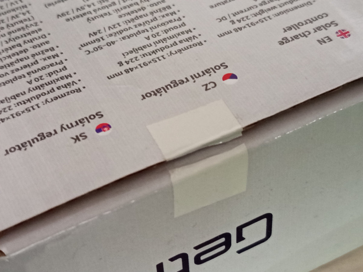 Solární regulátor PWM GETI GSR020  12-24V/20A - rozbaleno - polepený obal